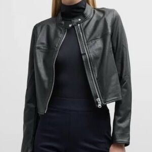 SPANX II Moto Luxe Black Leather Jacket